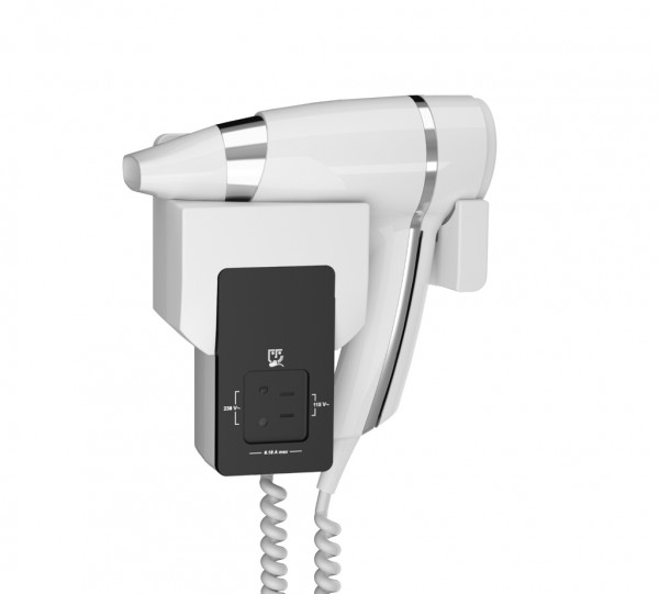 Haartrockner Brittony Weiss/Crome Steckdose Doppelt