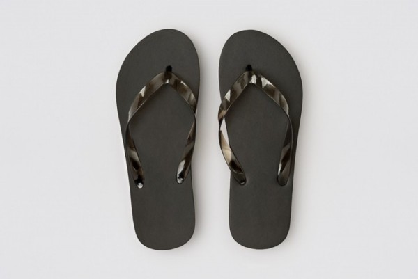 Beach Flip-Flop schwarz, 15mm PE-Sohle, Länge 30cm (45)
